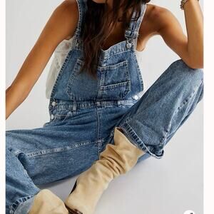 We The Free Ziggy Denim Bib Overalls XS Bohemian Festival Utility Festival Farm